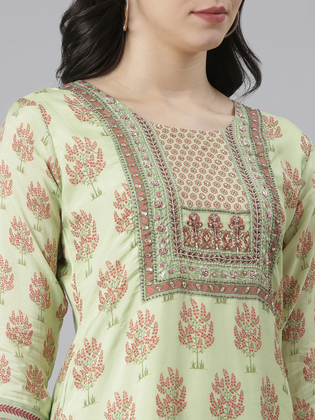 Neerus Pista Regular High-Low Kurta - Image 4