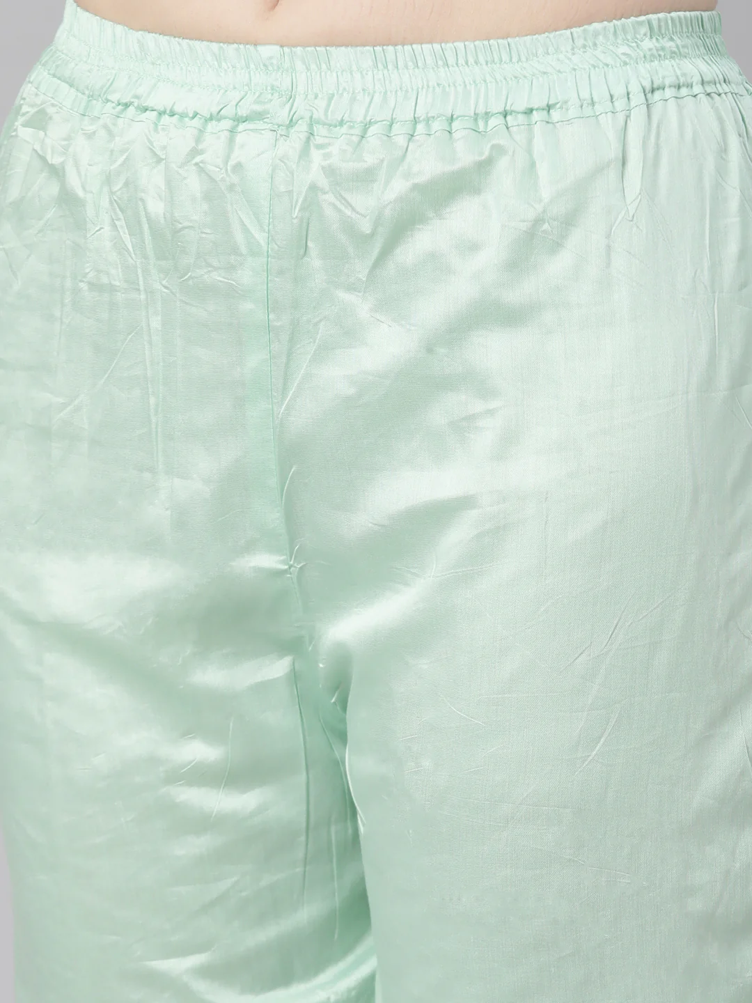 Neerus Green Regular Knee Length Solid Kurta Solid Trousers With Dupatta - Image 5