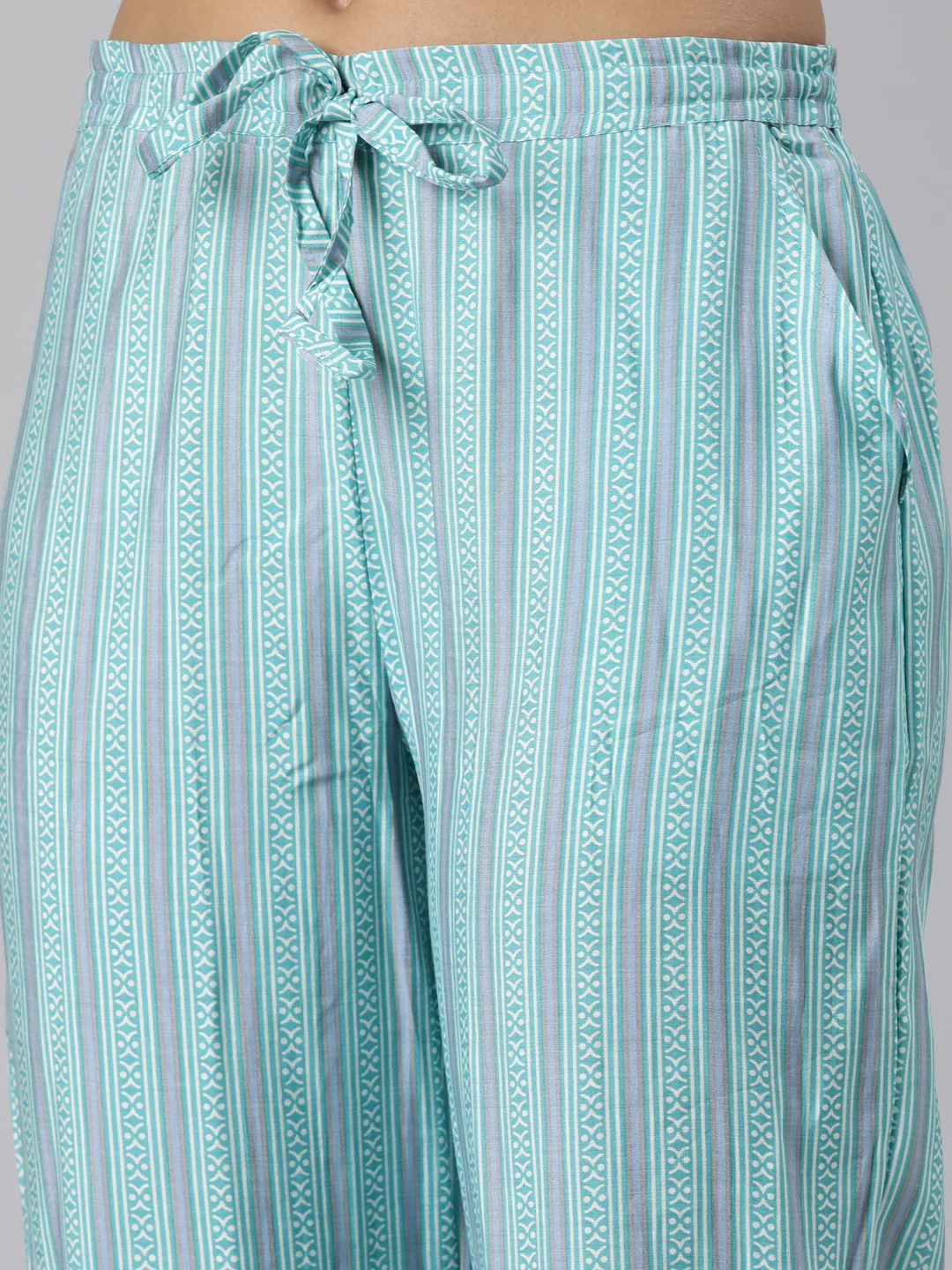 Neerus Green Regular Straight Floral Kurta And Trousers With Dupatta - Image 6