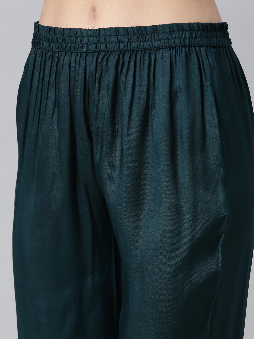 Neerus Green Regular Straight Floral Kurta And Trousers With Dupatta - Image 6