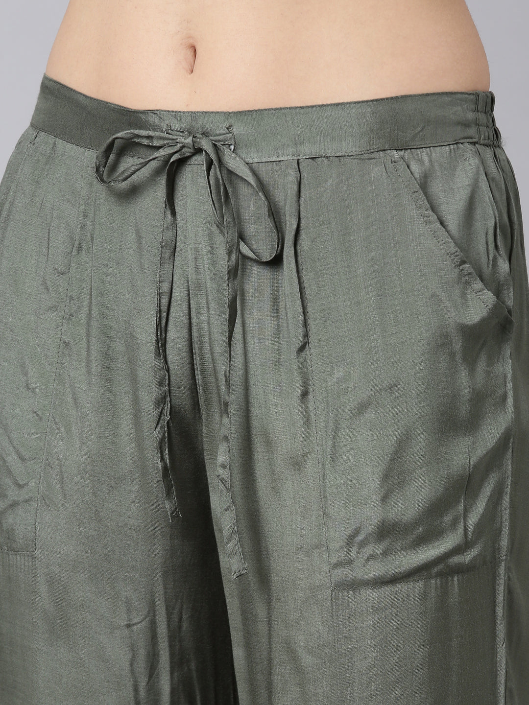 Neerus Green Regular Straight Floral Kurta And Trousers With Dupatta - Image 6
