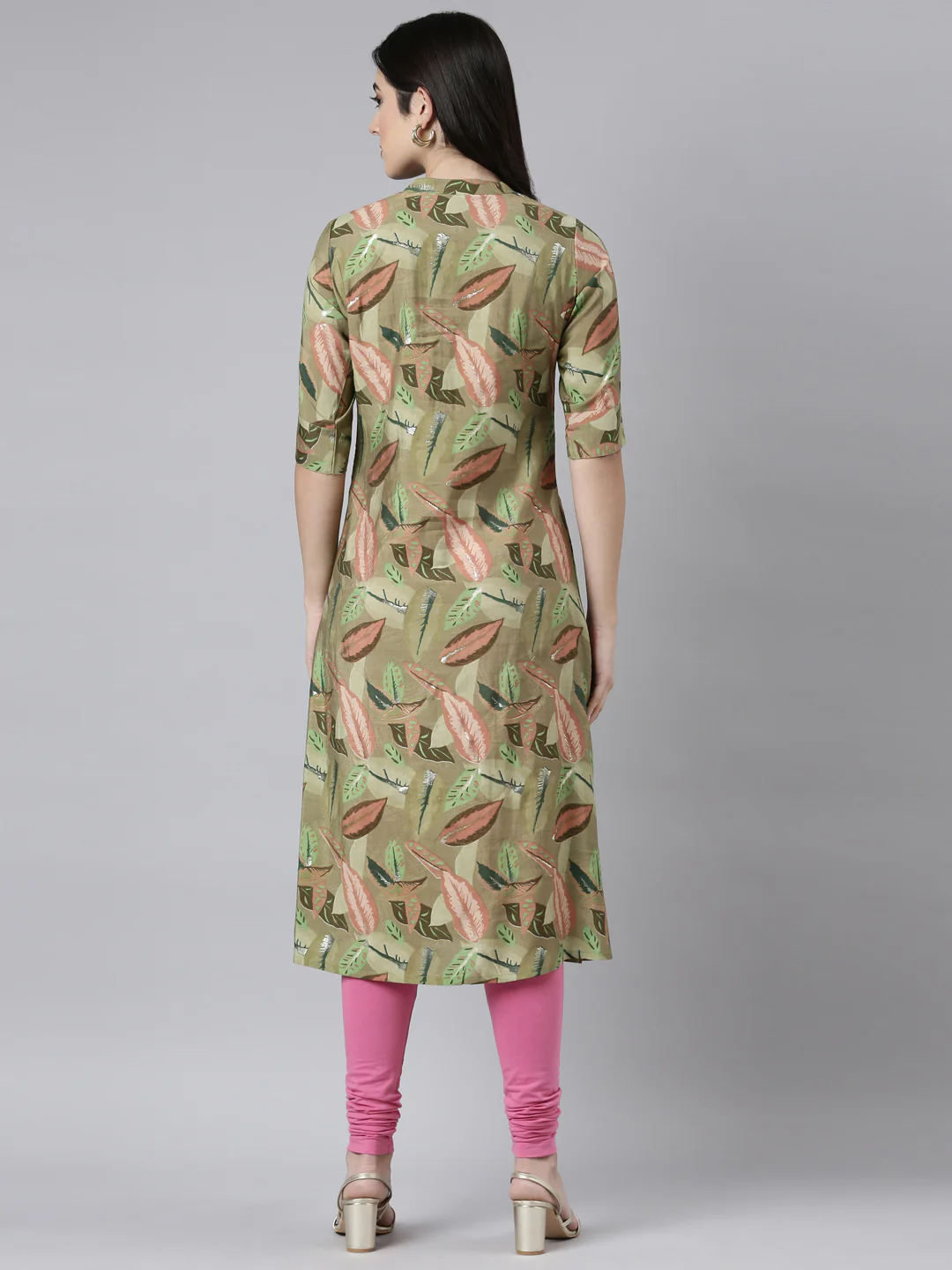 Neerus Green Straight Casual Solid Straight Kurta - Image 3