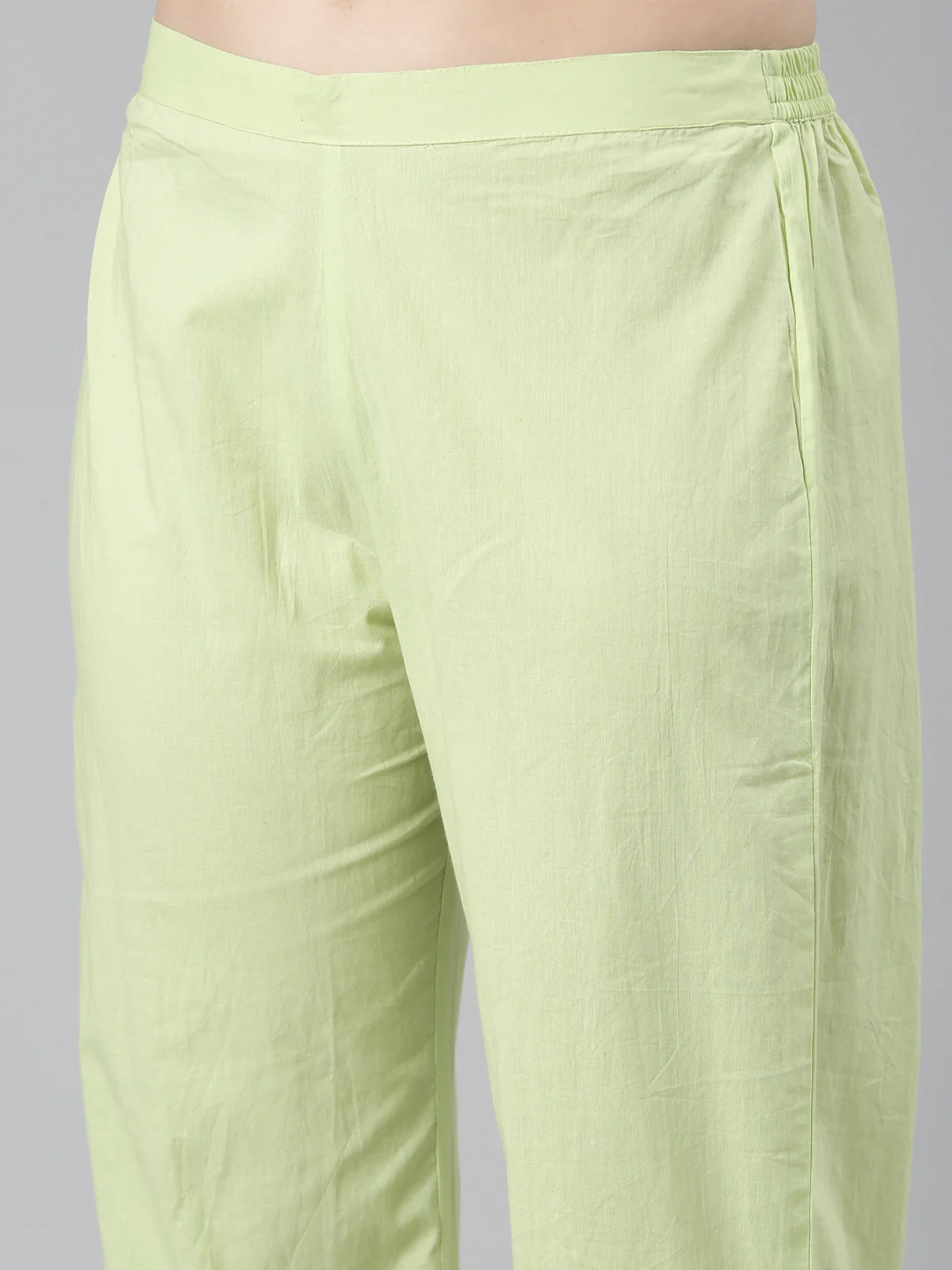 Neerus Green Regular Straight Floral Kurti And  Trousers - Image 5