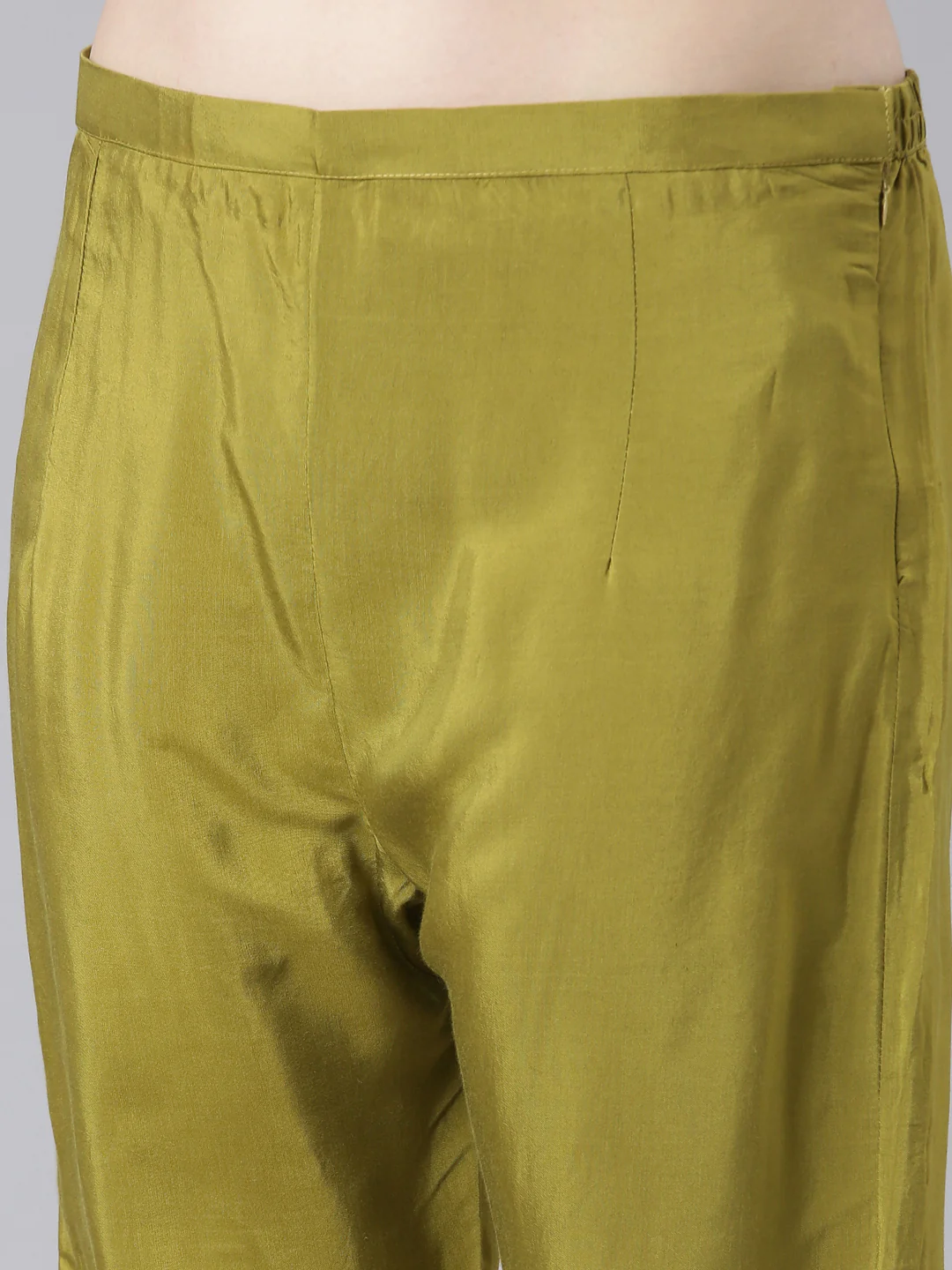 Neerus Green Silk Straight Casual Chevron Kurta and Trouser with Dupatta - Image 7