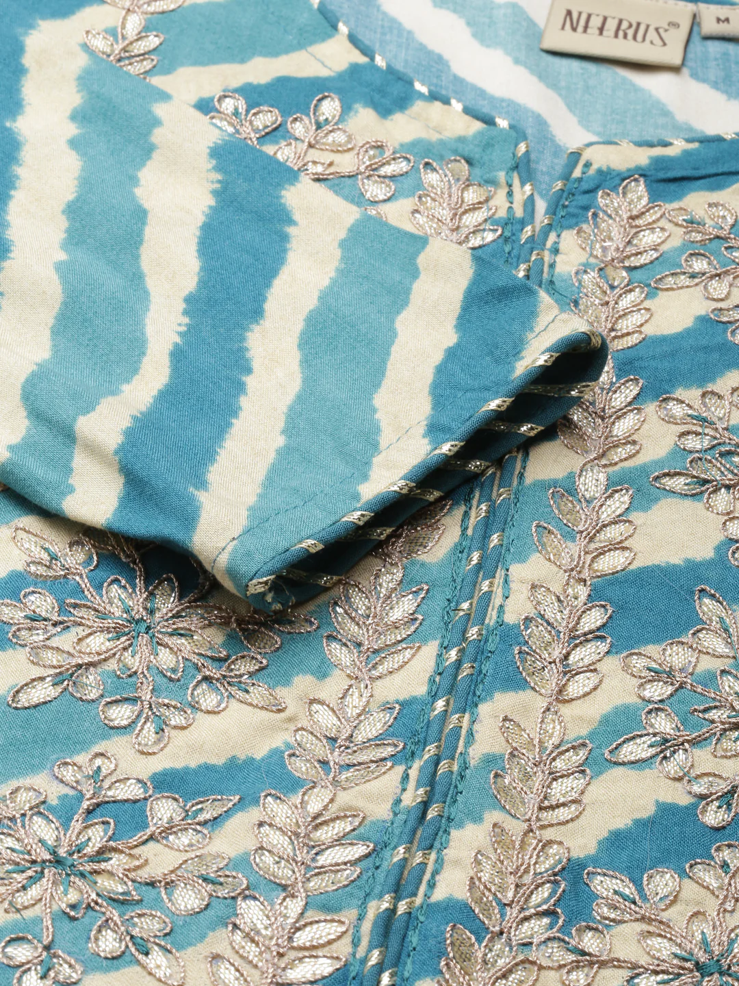 Neerus Green Straight Printed Viscose Rayon Kurta - Image 4