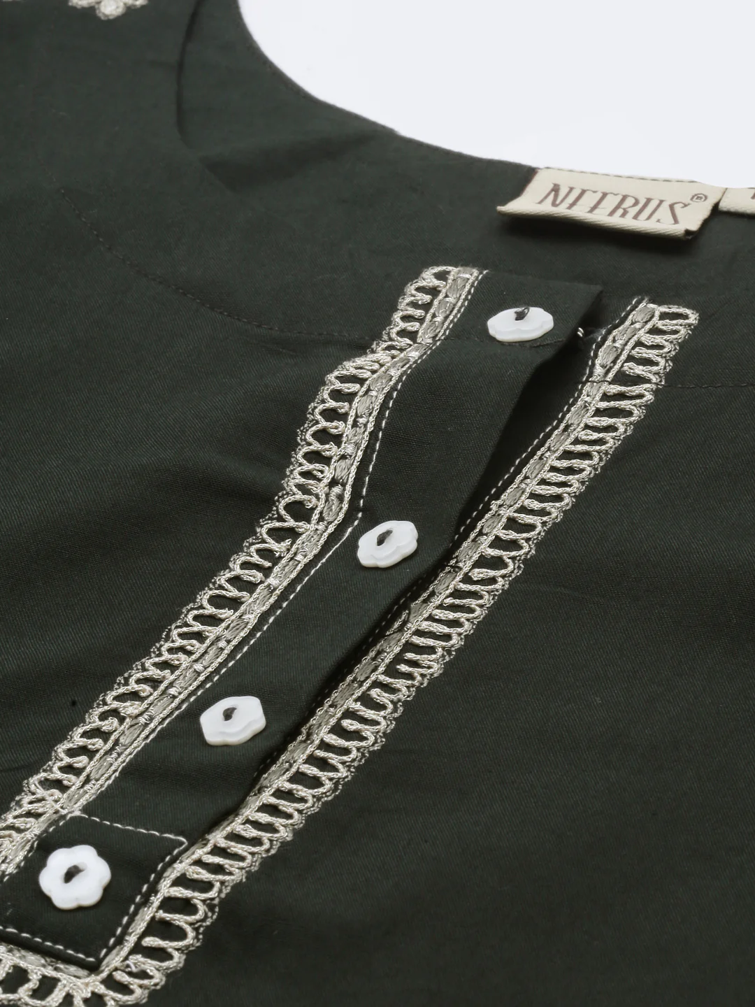 Neerus Green Zari Straight Kurti - Image 3