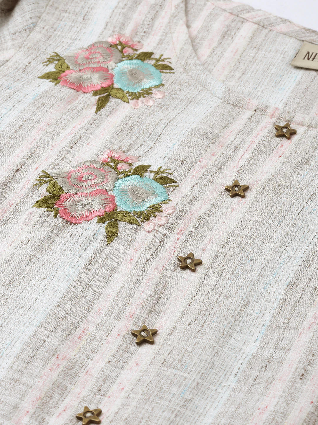 Neerus Grey A Line Kurta - Image 2