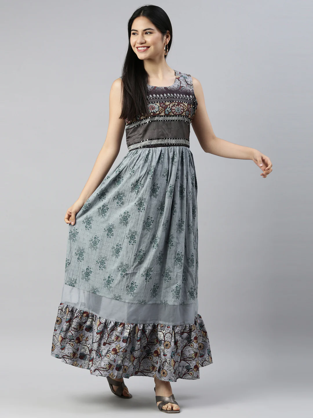 Neerus Grey Color Cotton Fabric Kurta - Image 6