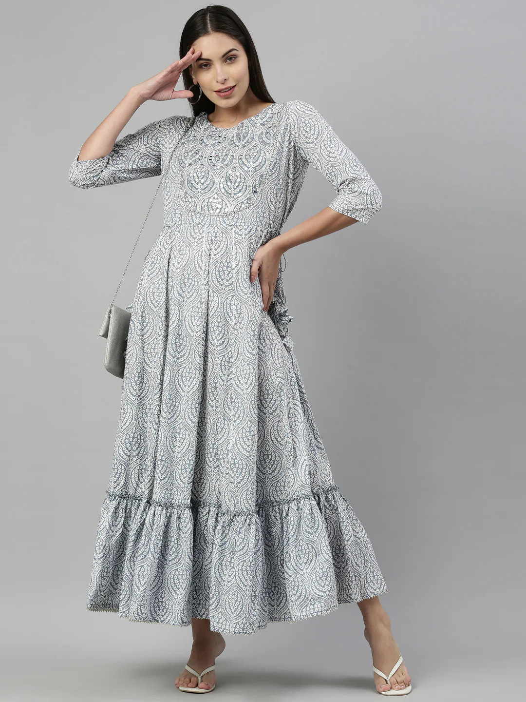 Neerus Grey Color Cotton Fabric Kurta - Image 6