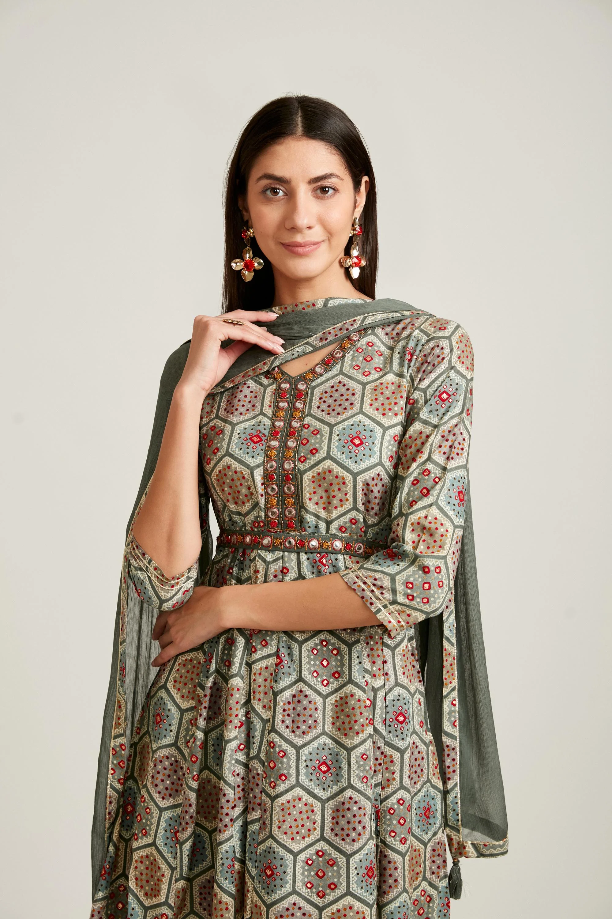 Neerus Grey Color Cotton Fabric Salwar Kameez - Image 6