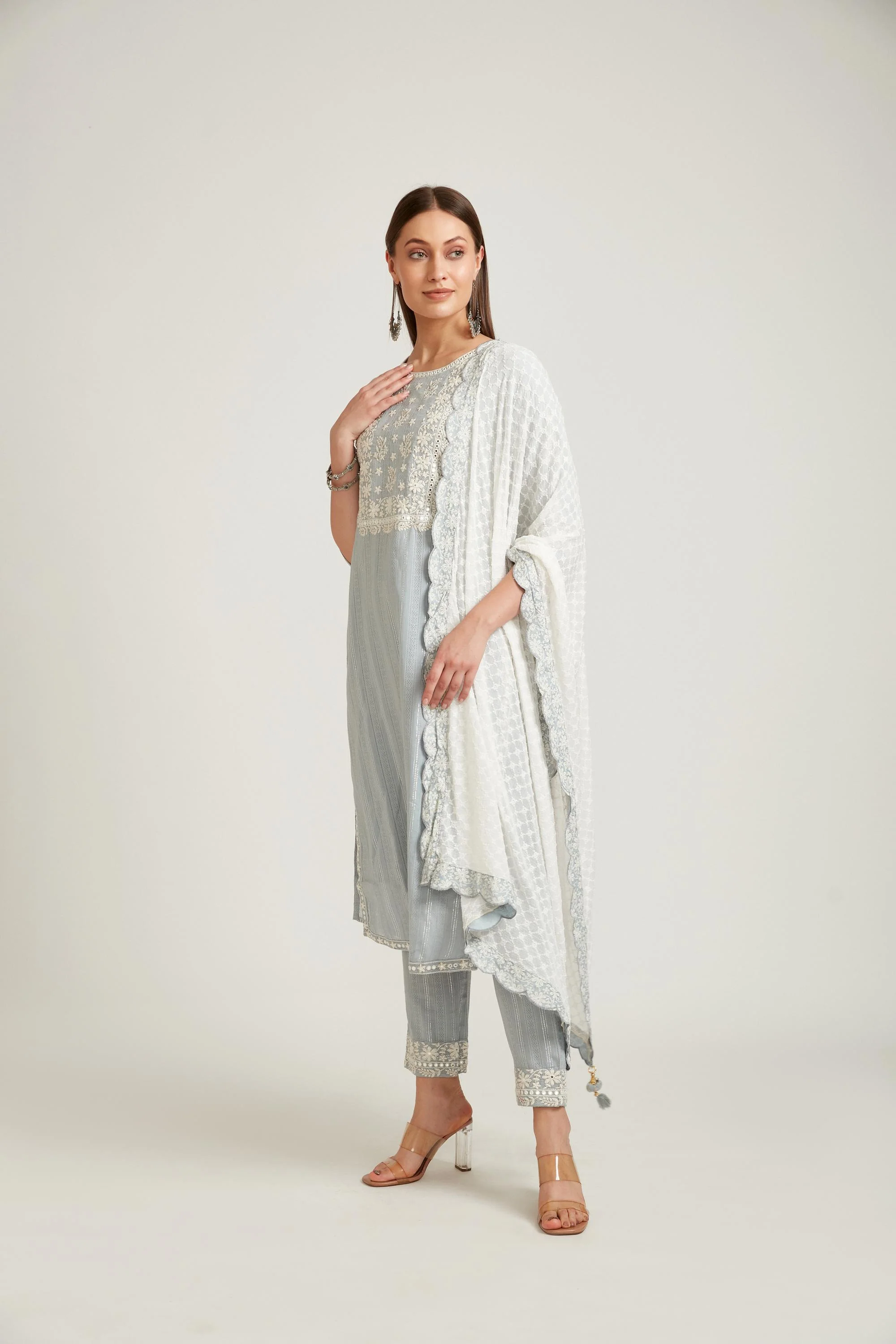 Neerus Grey Color Cotton Fabric Salwar Kameez - Image 2
