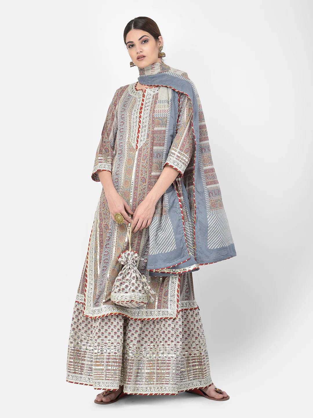 Neerus Grey Color Cotton Fabric Salwar Kameez - Image 8