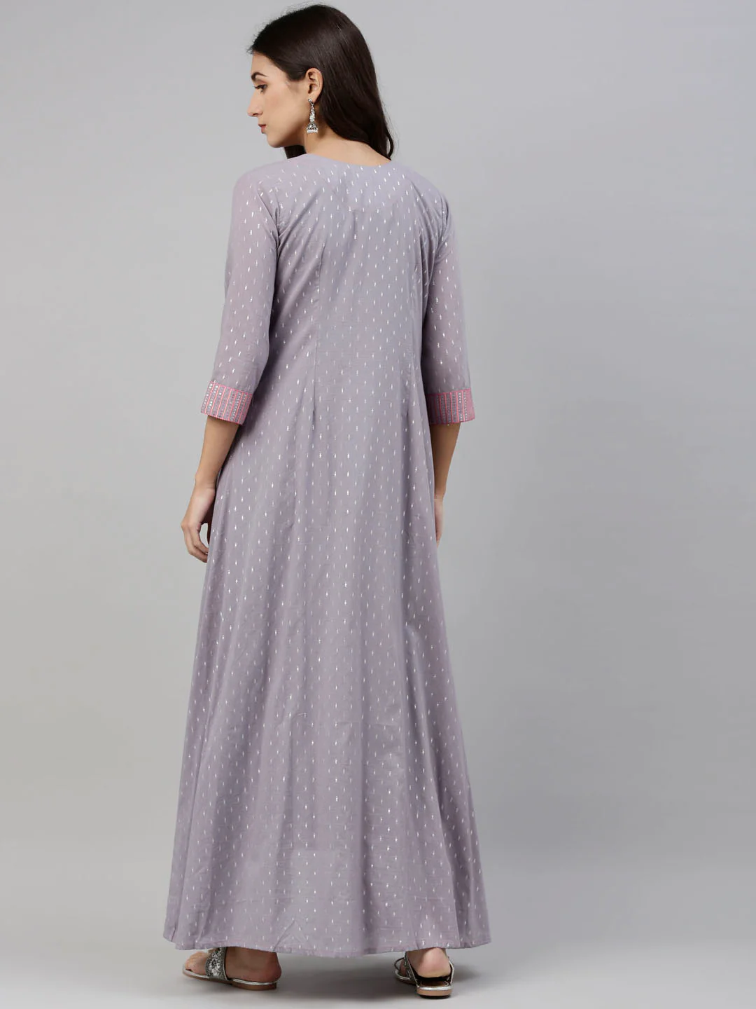 Neerus Grey Color Cotton Fabric Tunic - Image 7