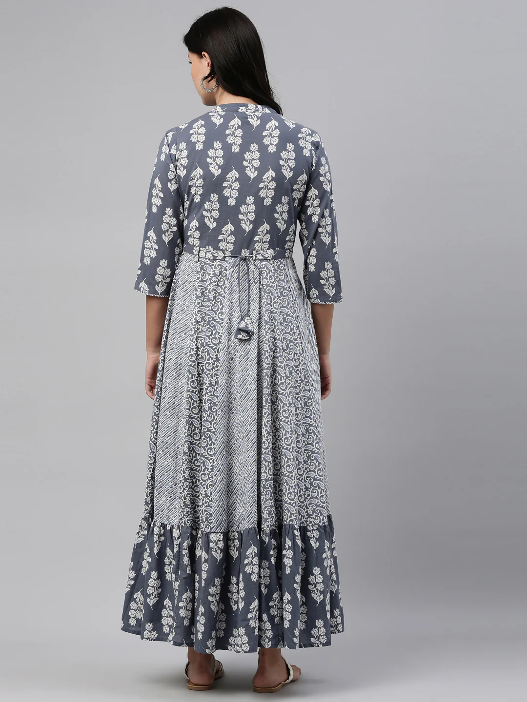 Neerus Grey Color Cotton Fabric Tunic - Image 6