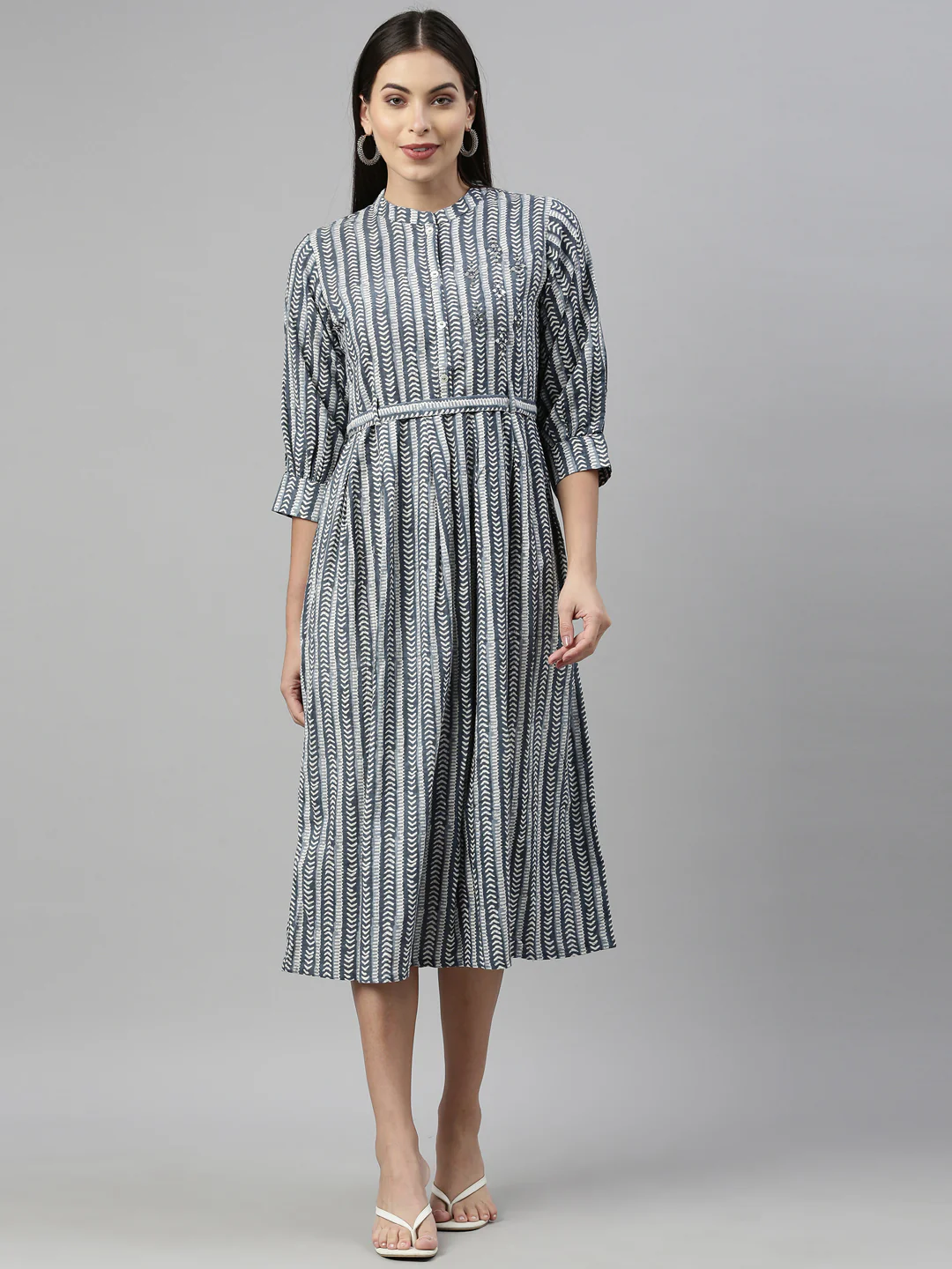 Neerus Grey Color Flex Fabric Kurta