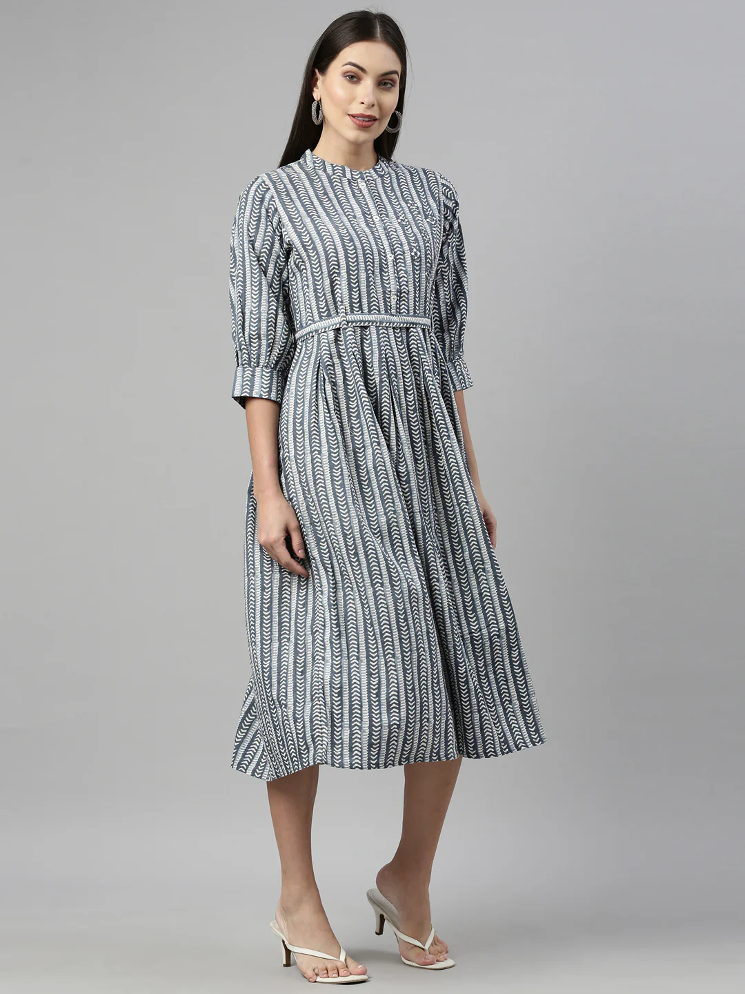 Neerus Grey Color Flex Fabric Kurta - Image 4