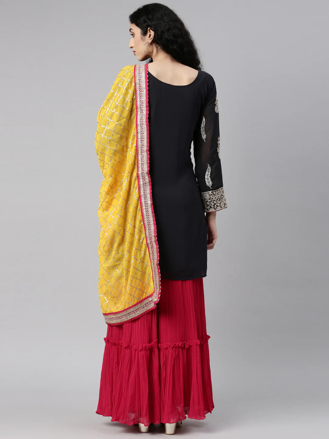 Neerus Grey Color Georgette Fabric Kurta Set - Image 7