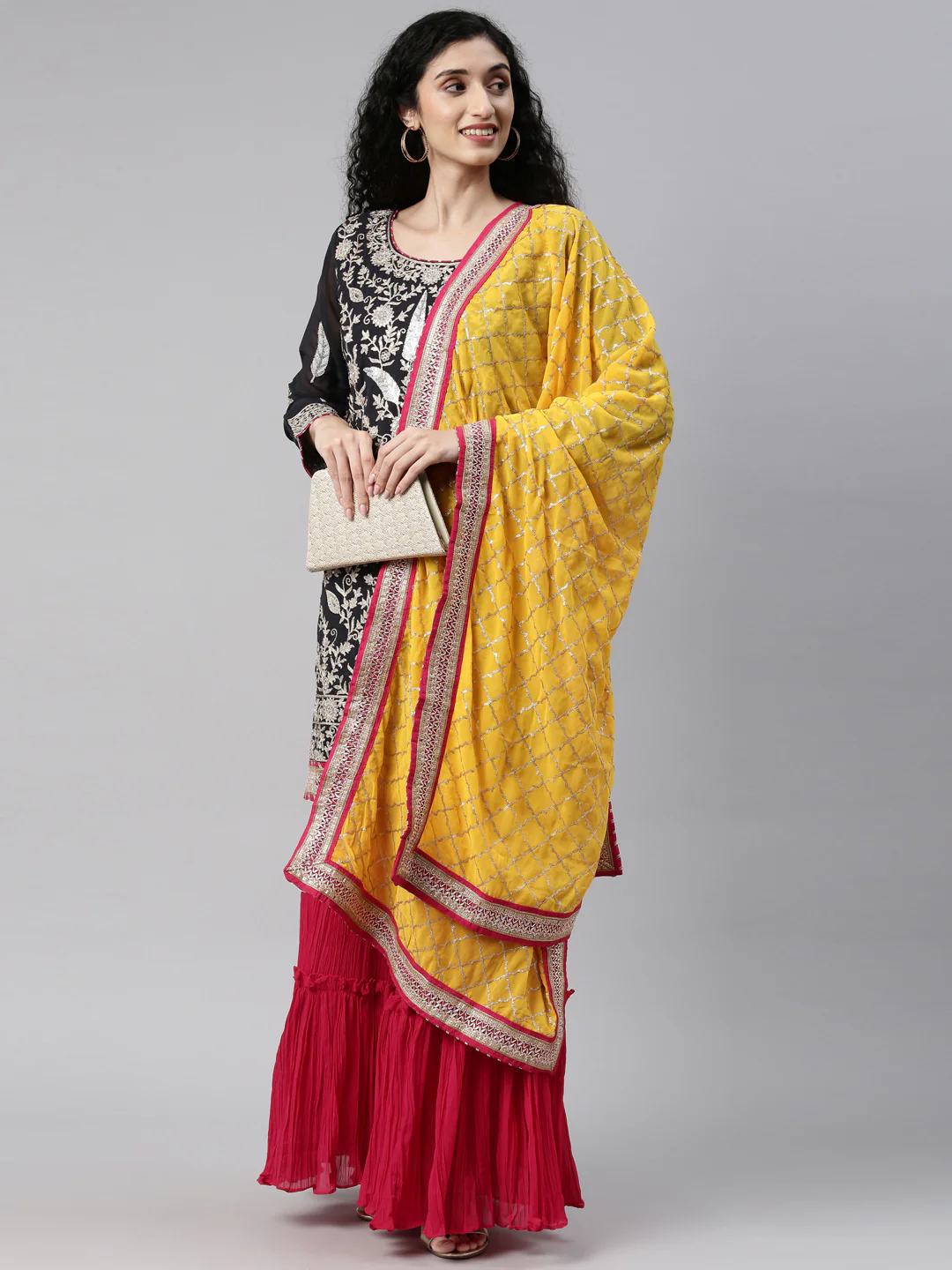 Neerus Grey Color Georgette Fabric Kurta Set - Image 8