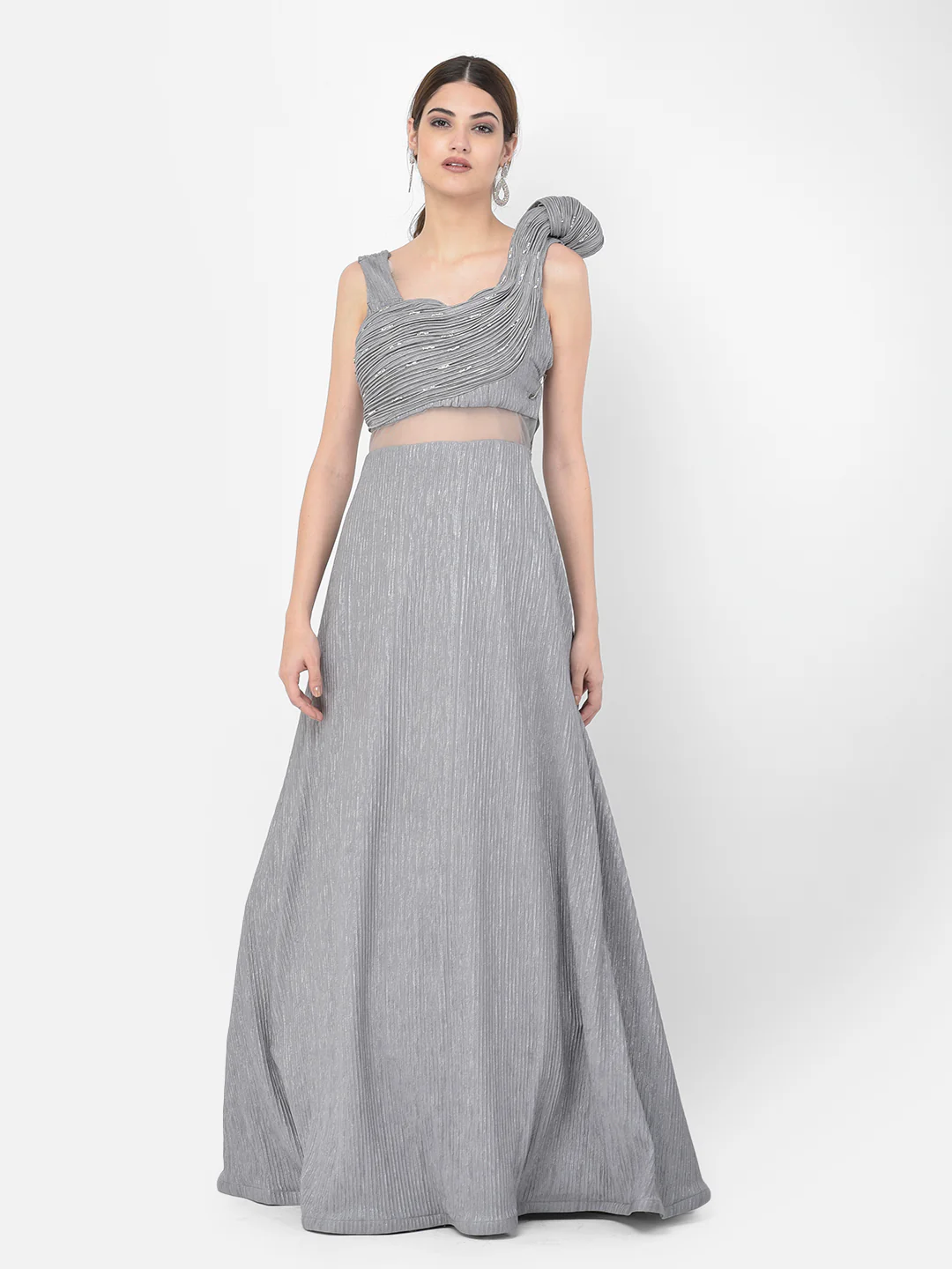 Neerus Grey Color Lycra Fabric Gown - Image 21
