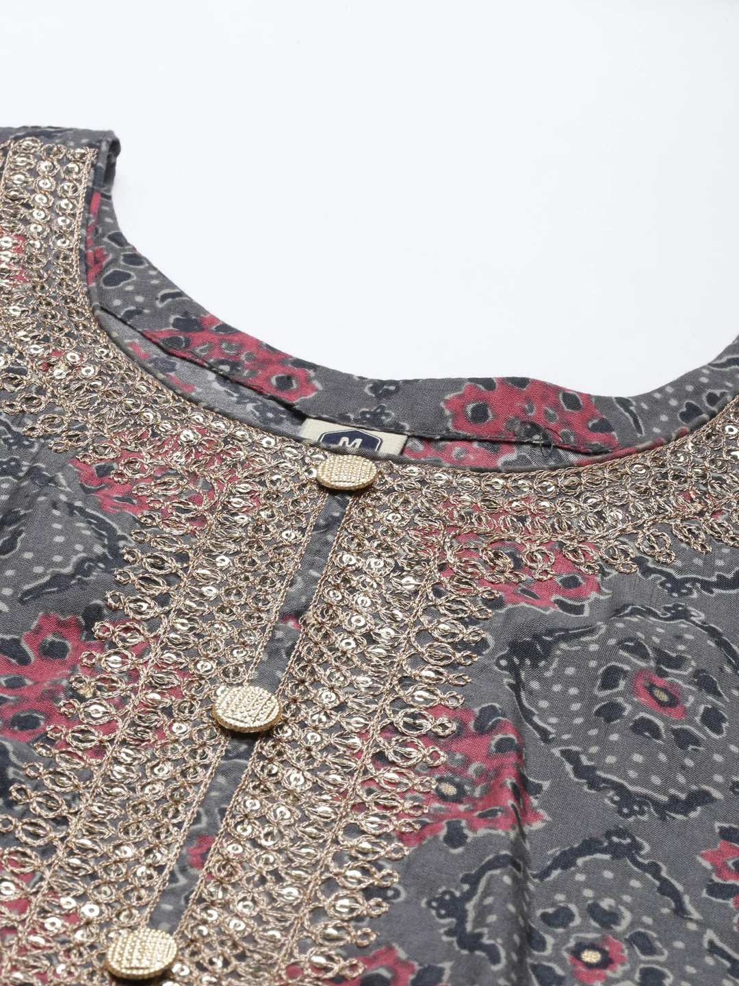 Neerus Grey Color Muslin Fabric Kurta Set - Image 2