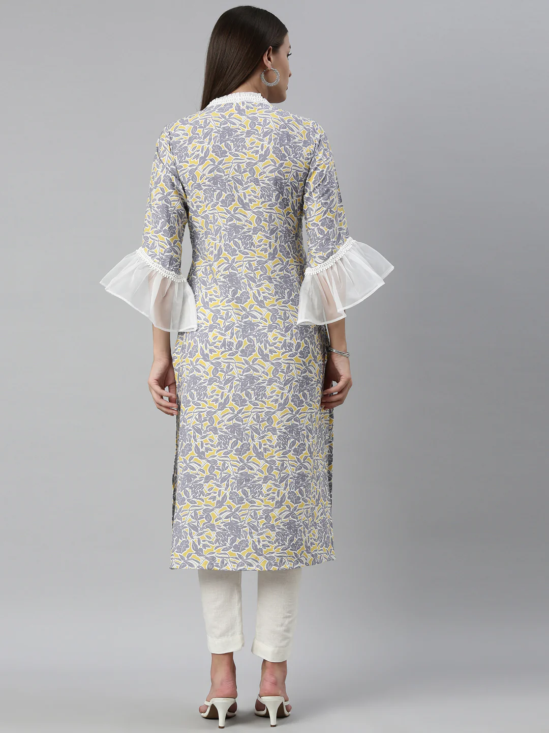 Neerus Grey Color Rayon Fabric Kurta - Image 5