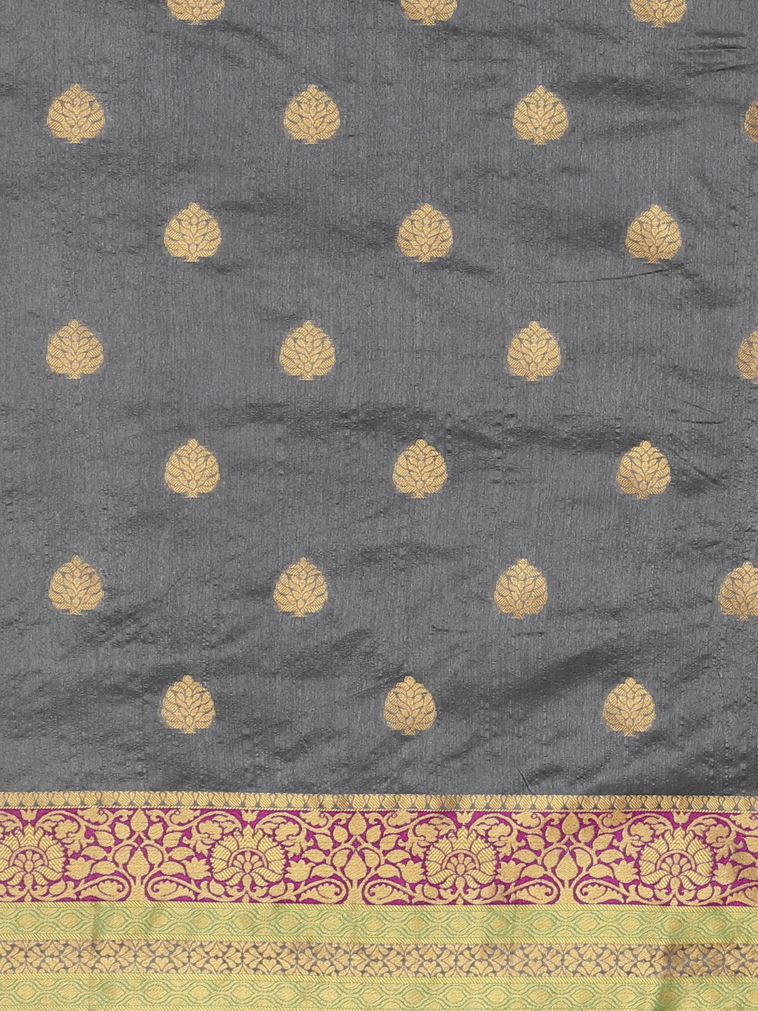 Neerus Grey Color Silk Cotton Fabric Saree With Blouse Piece - Image 3