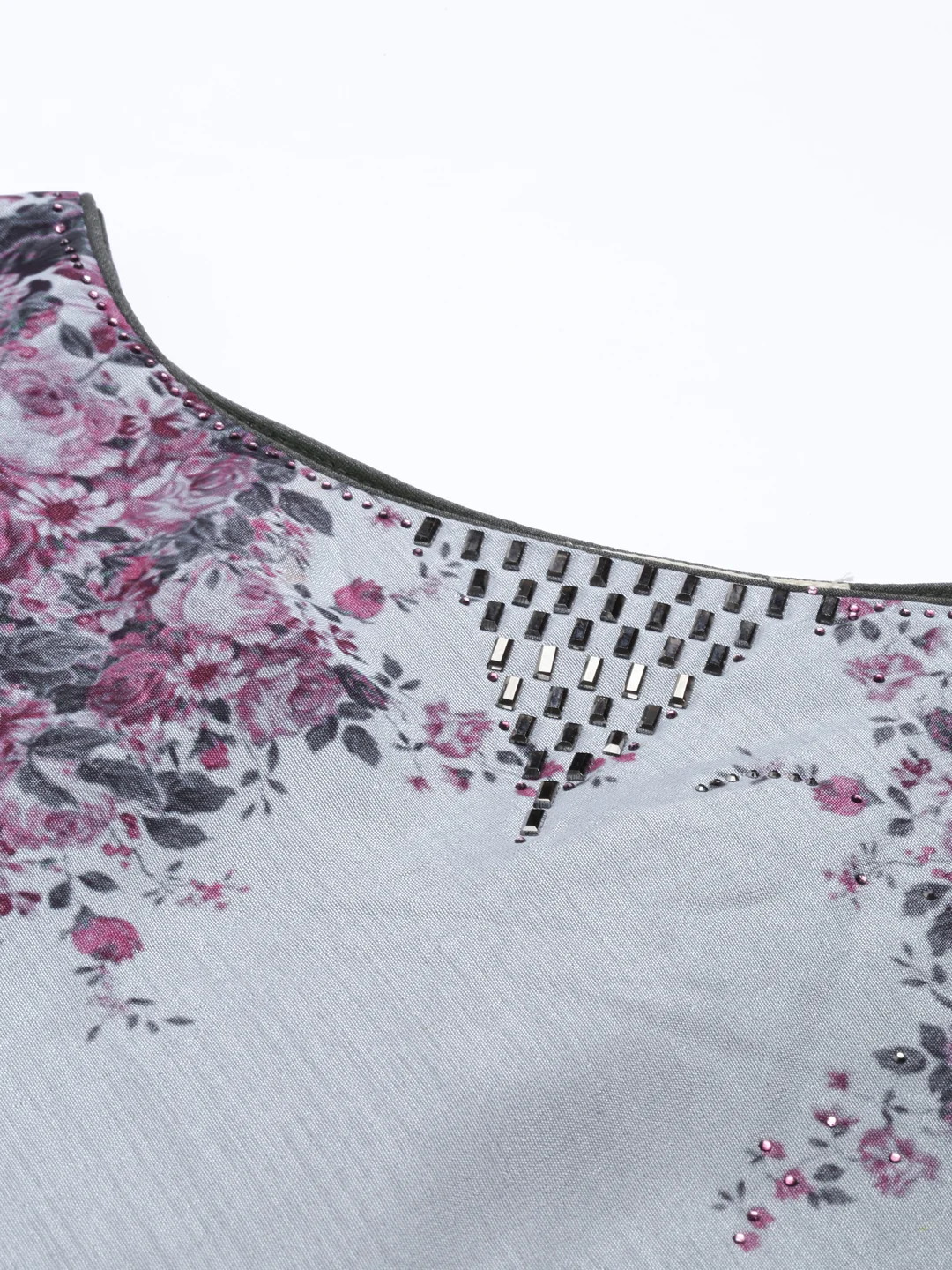 Neerus Grey Color Silk Fabric Kurta - Image 2