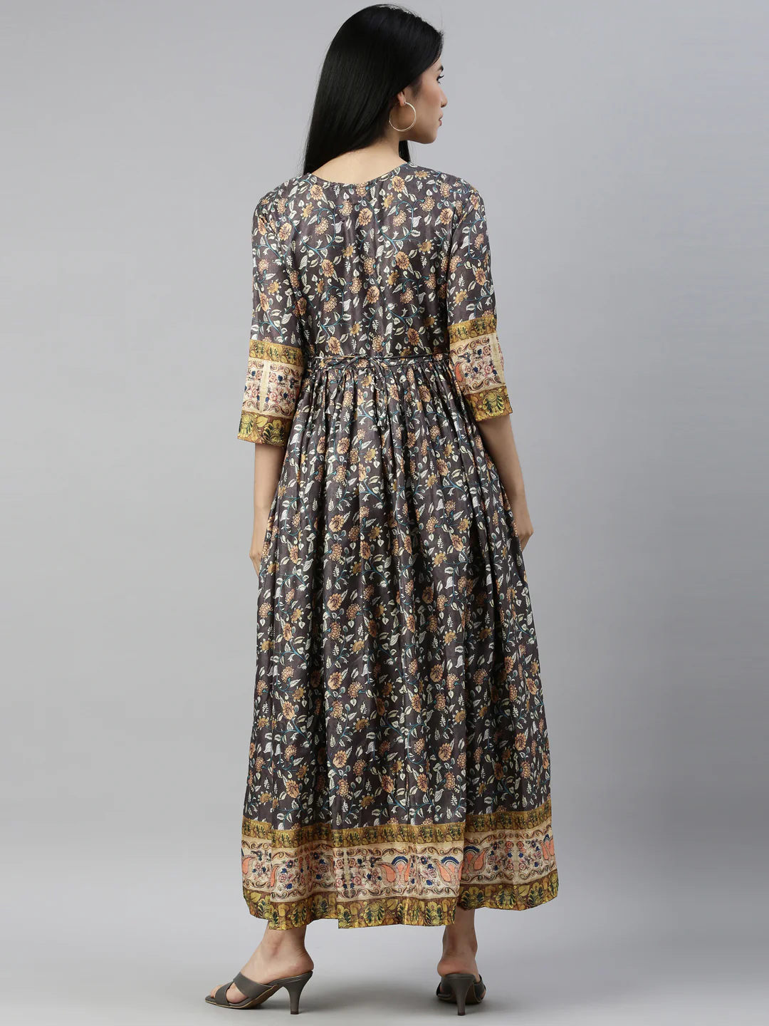 Neerus Grey Color Silk Fabric Kurta - Image 5