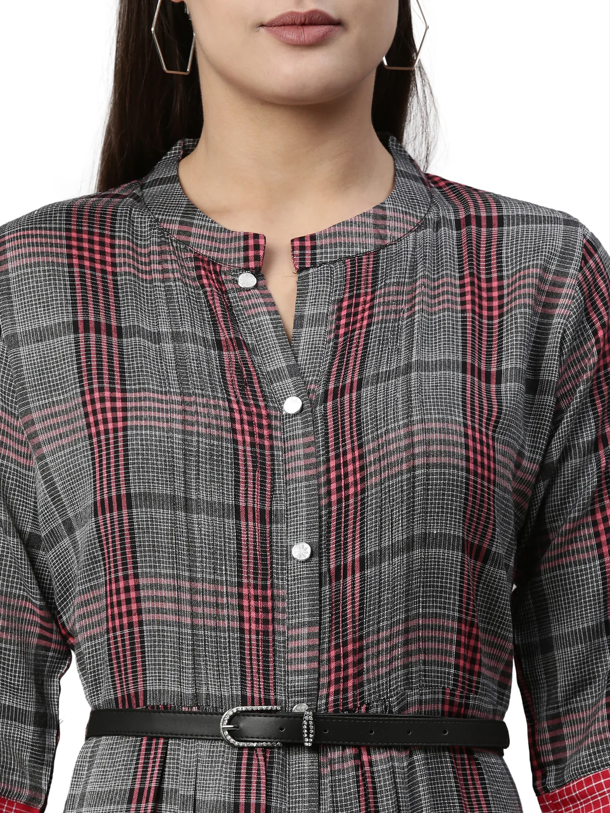 Neerus Grey Color Slub Rayon Fabric Kurta - Image 2