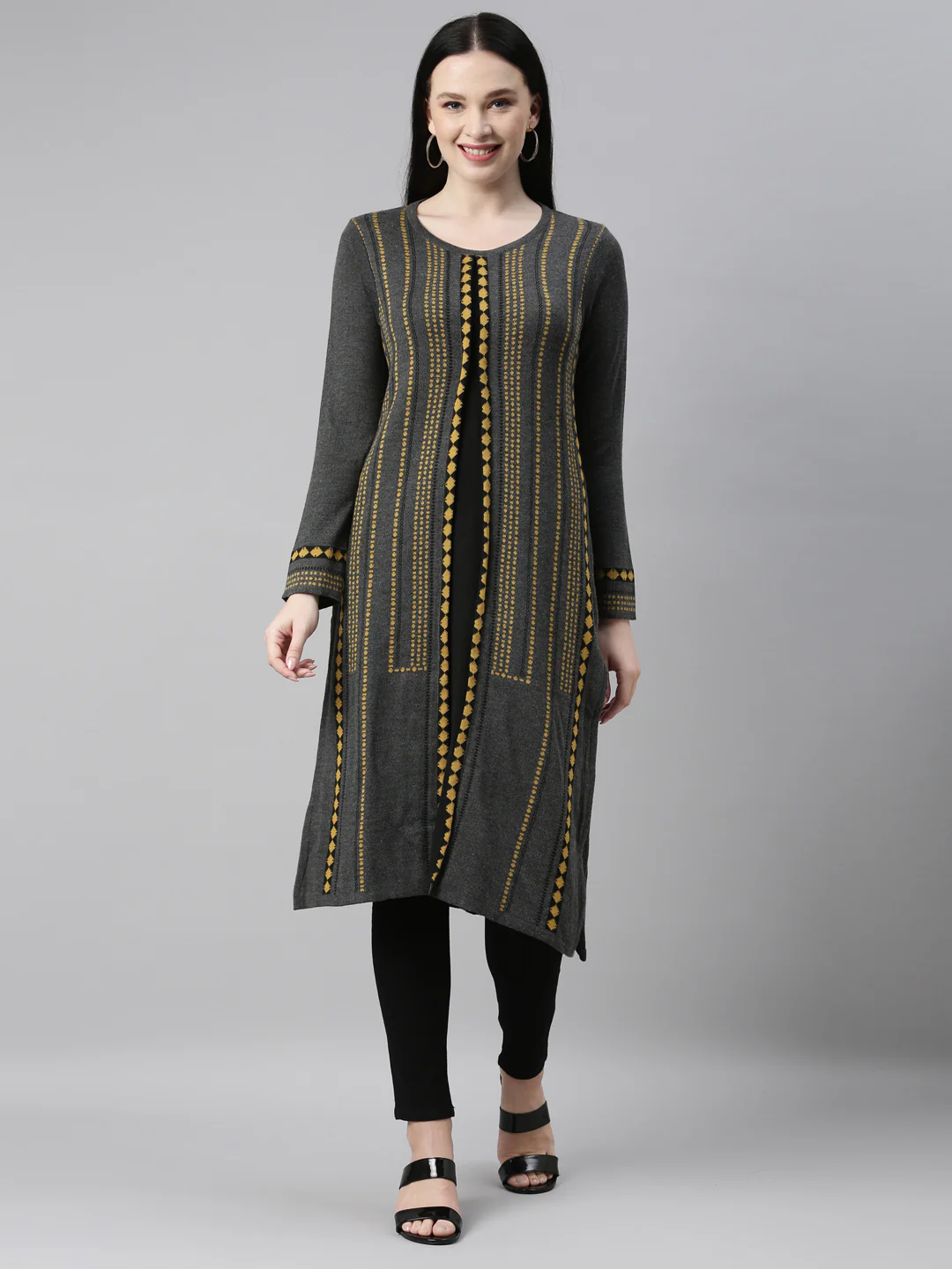 Neerus Grey Color Kurta - Image 2