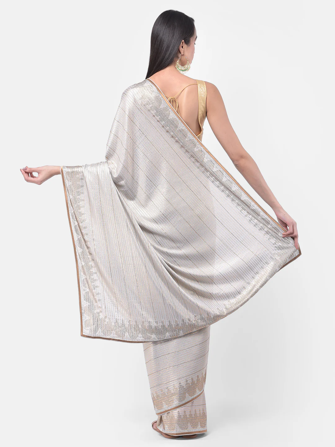 Neerus Grey Embellished Saree With Blouse - Image 2