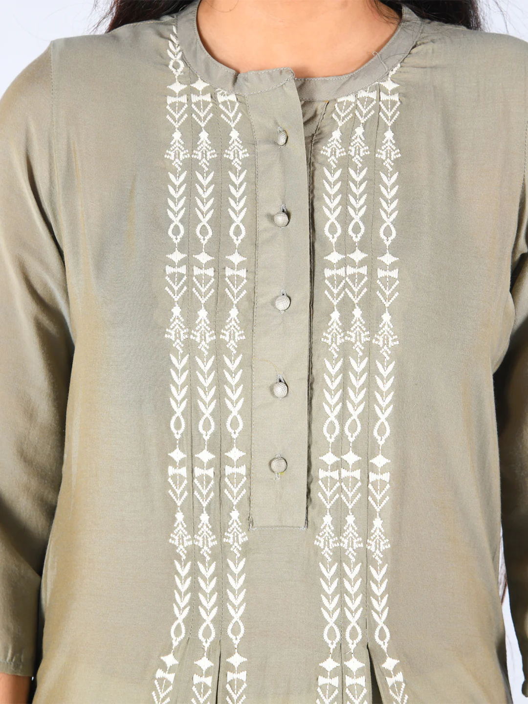 Neerus Grey Embroidered Anarkali Kurta - Image 4