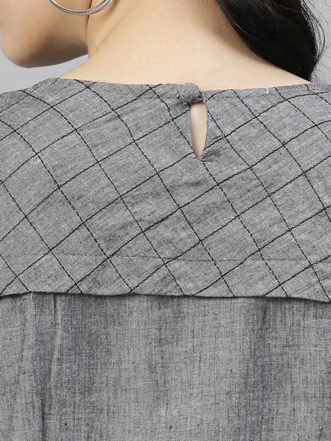 Neerus Grey Embroidered High Low Kurta - Image 3