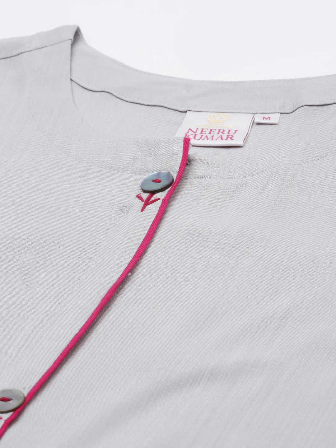 Neerus Grey Embroidered Straight Kurta - Image 8