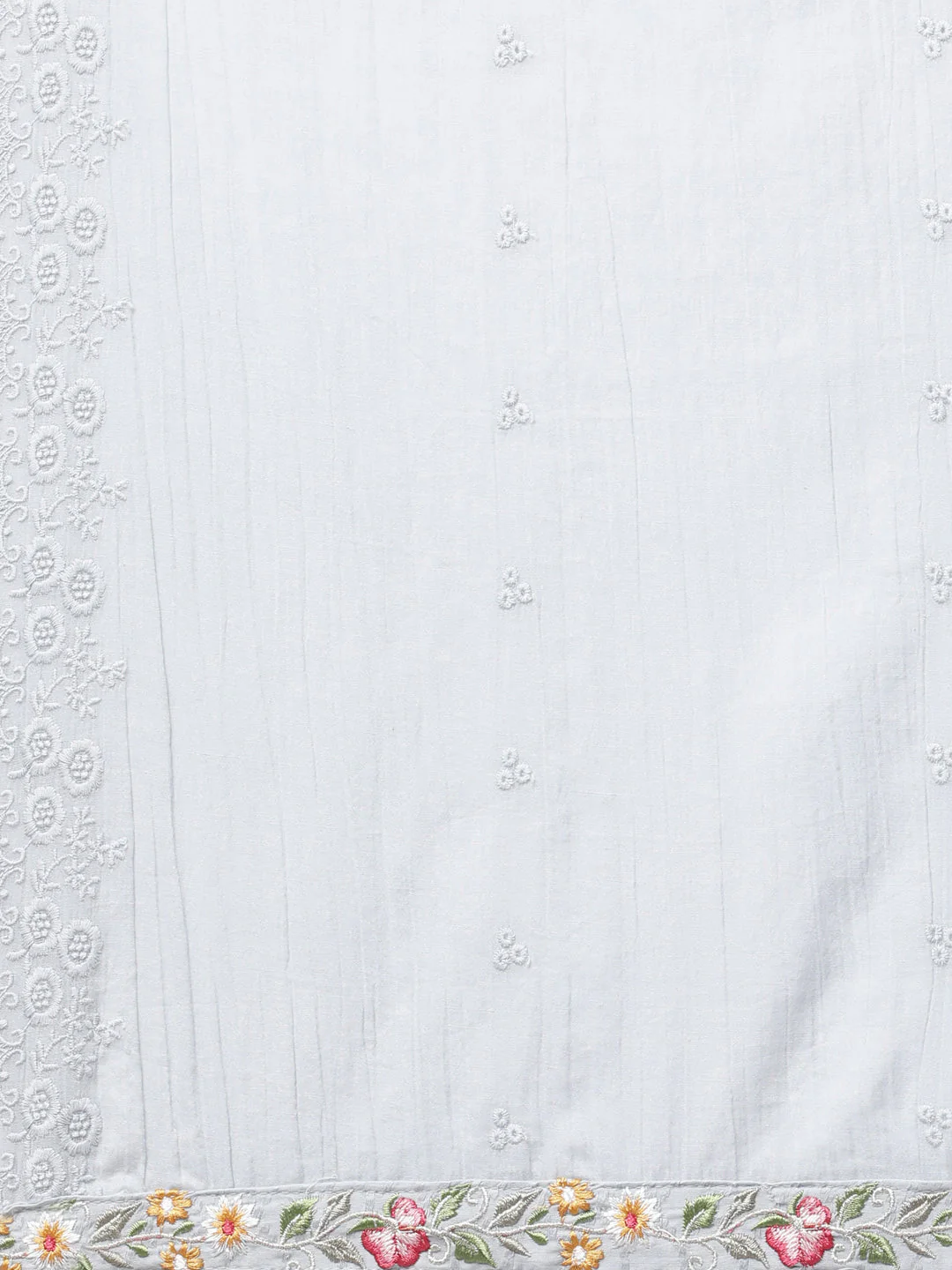 Neerus Grey Panelled Scalloped Yoke Design Kurta And Trousers With Dupatta - Image 8