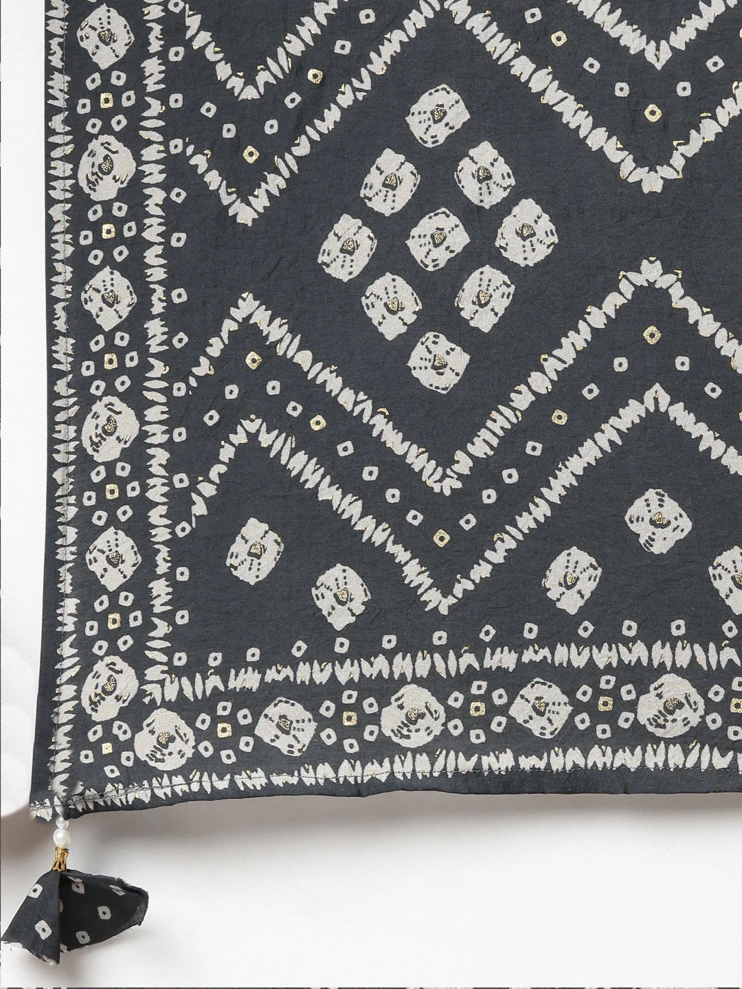 Neerus Grey Pleated Straight Printed Kurta And Trousers With Dupatta - Image 7