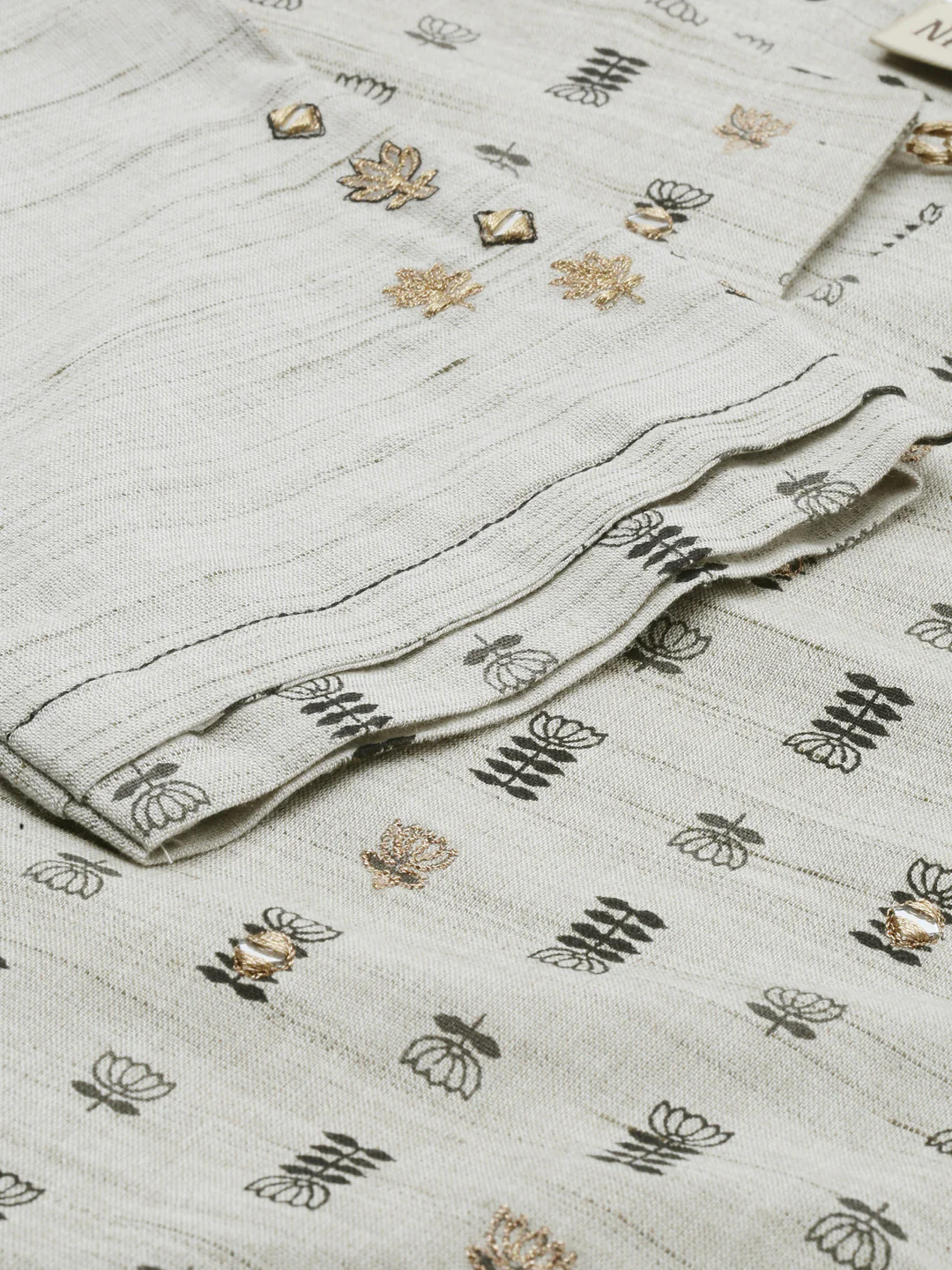 Neerus Grey Printed High Low Kurta - Image 4