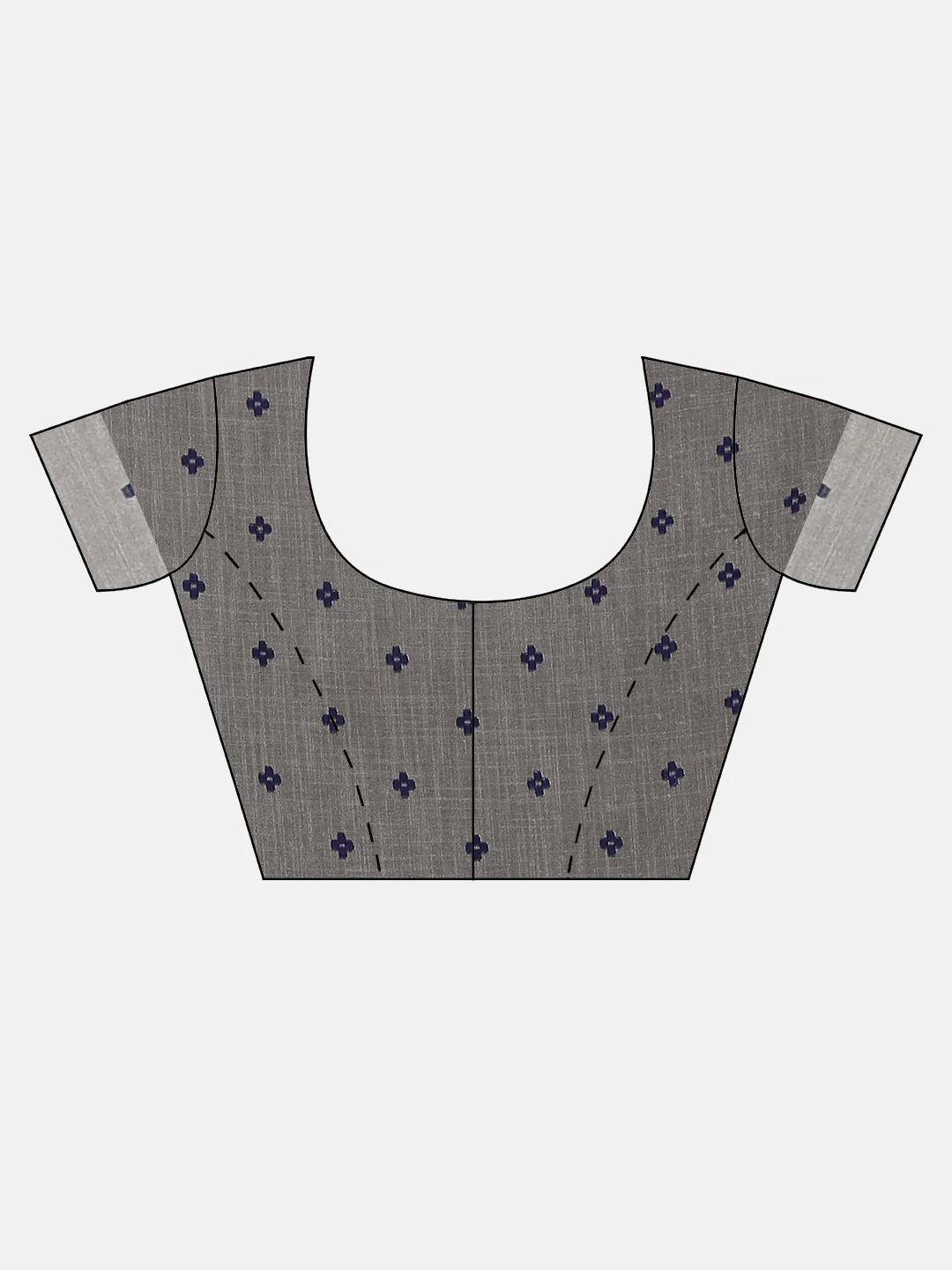 Neerus Grey Printed Saree With Blouse - Image 5