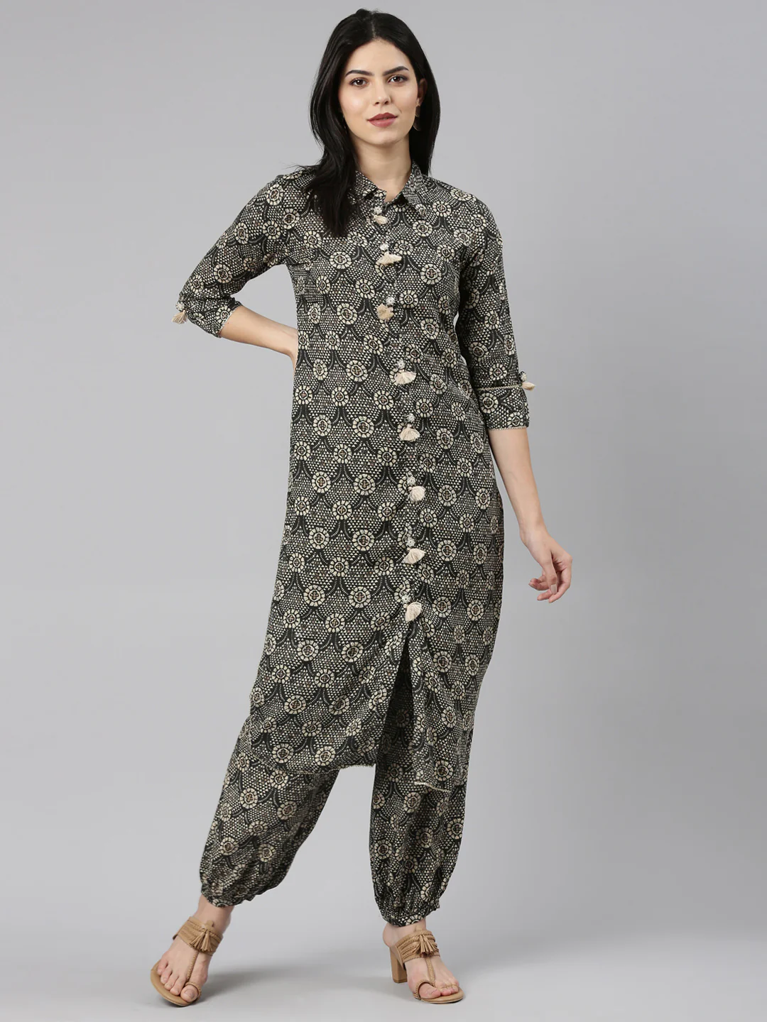 Neerus Grey Regular Straight Printed Kurta And Salwar - Image 5