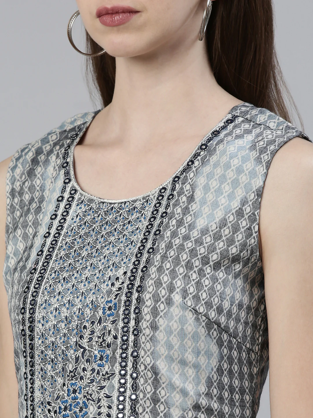 Neerus Grey Straight Regular Viscose Rayon Kurta - Image 4