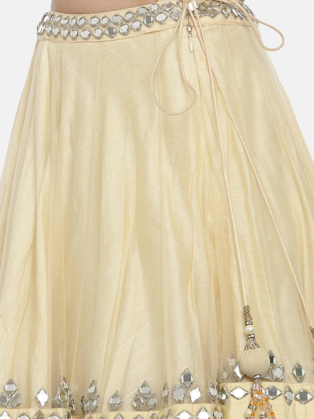 Neerus Ivory Color Nett Fabric Ghagra Set - Image 7