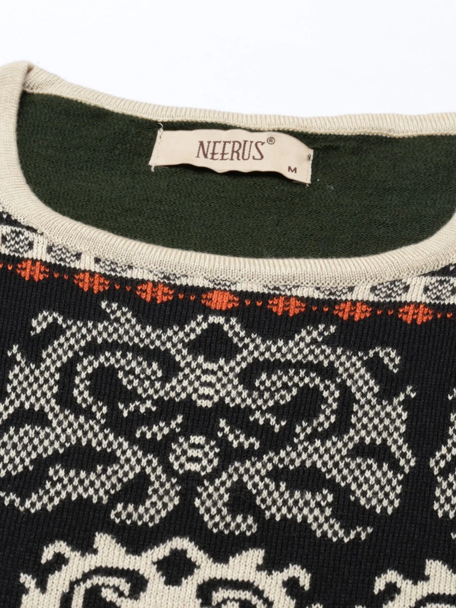 Neerus Ivory Color Undefined Fabric Kurtha Winter Wear - Image 3