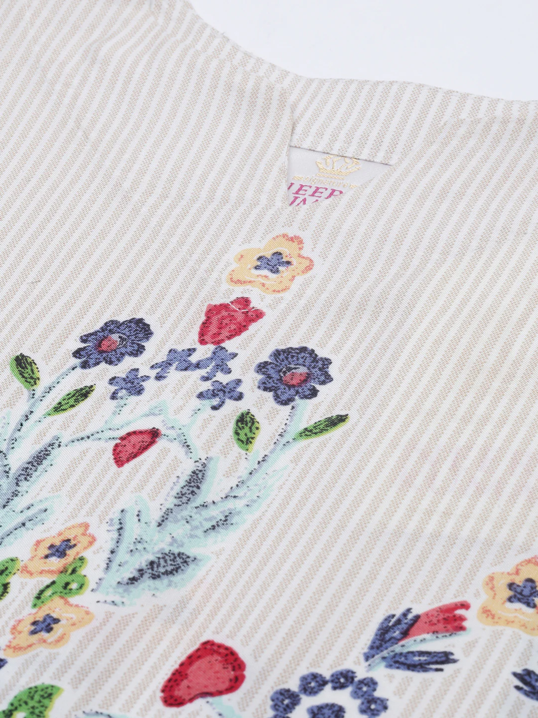 Neerus Ivory Embroidered Straight Kurta - Image 3