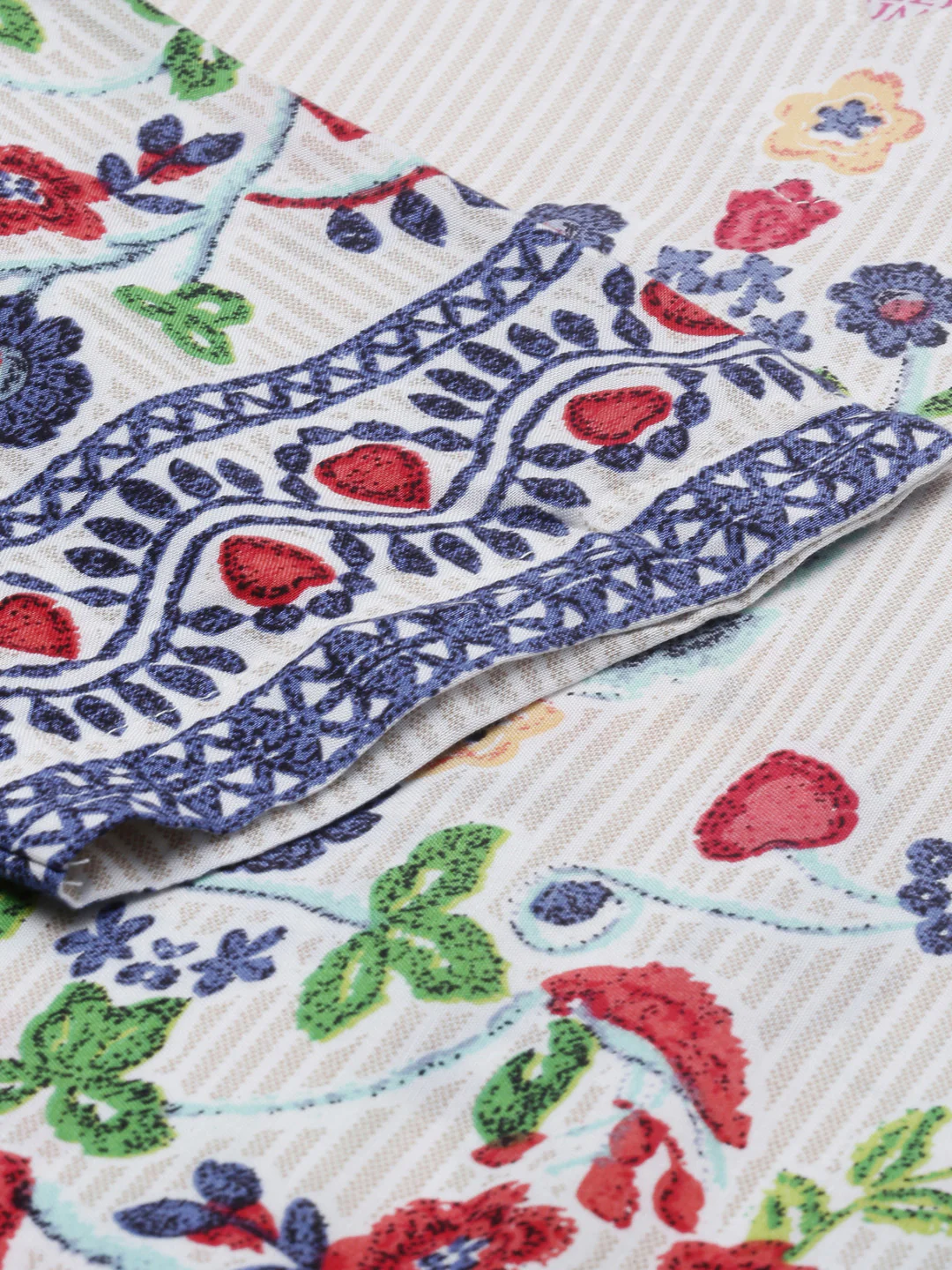 Neerus Ivory Embroidered Straight Kurta - Image 4