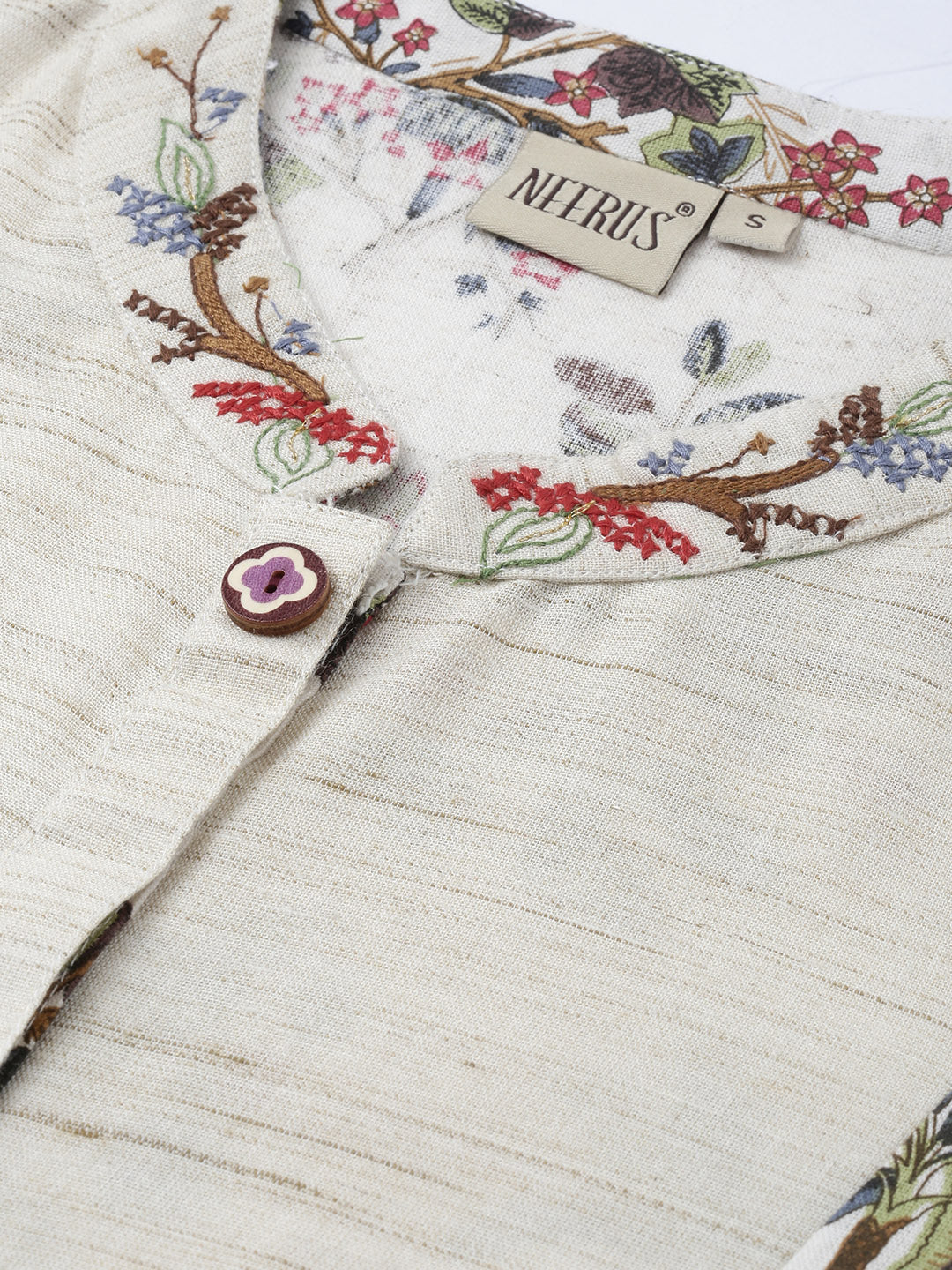 Neerus Ivory Printed High Low Kurta - Image 2