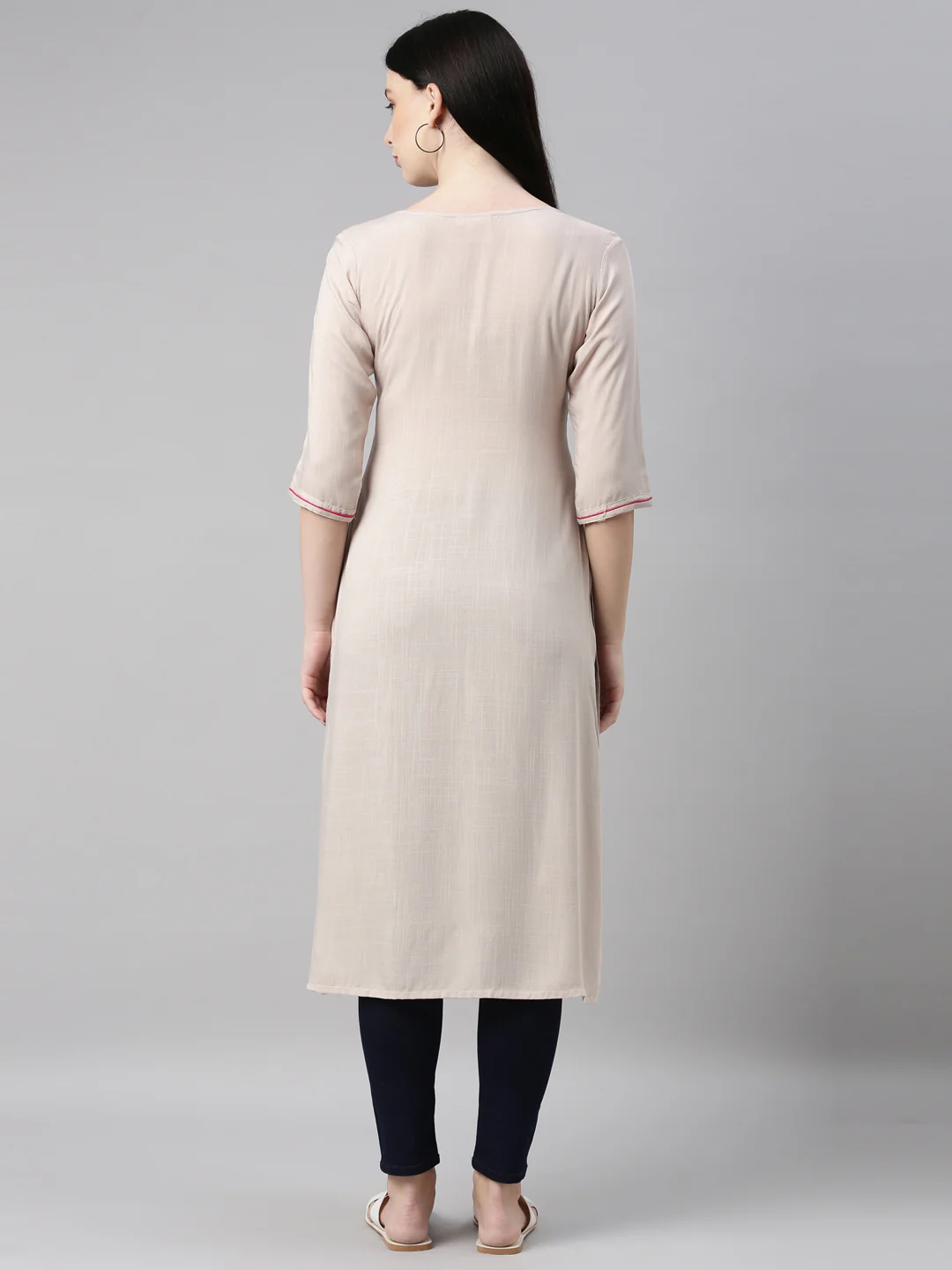 Neerus L Beige Color Undefined Fabric Kurta - Image 5