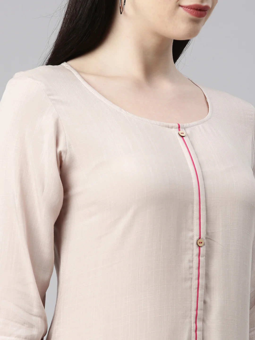 Neerus L Beige Color Undefined Fabric Kurta - Image 8