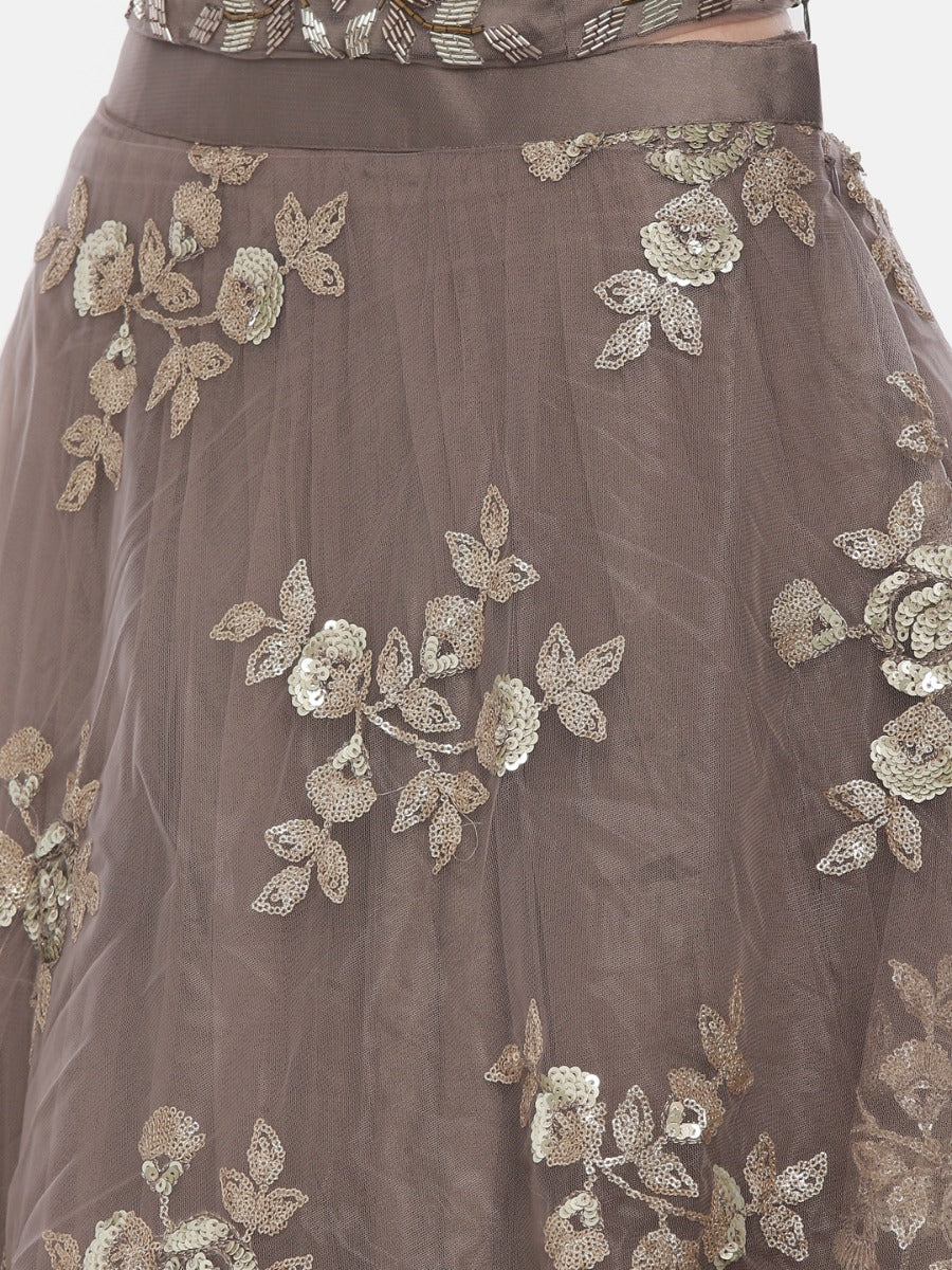 Neerus L Brown Color Nett Fabric Ghagra Set - Image 7