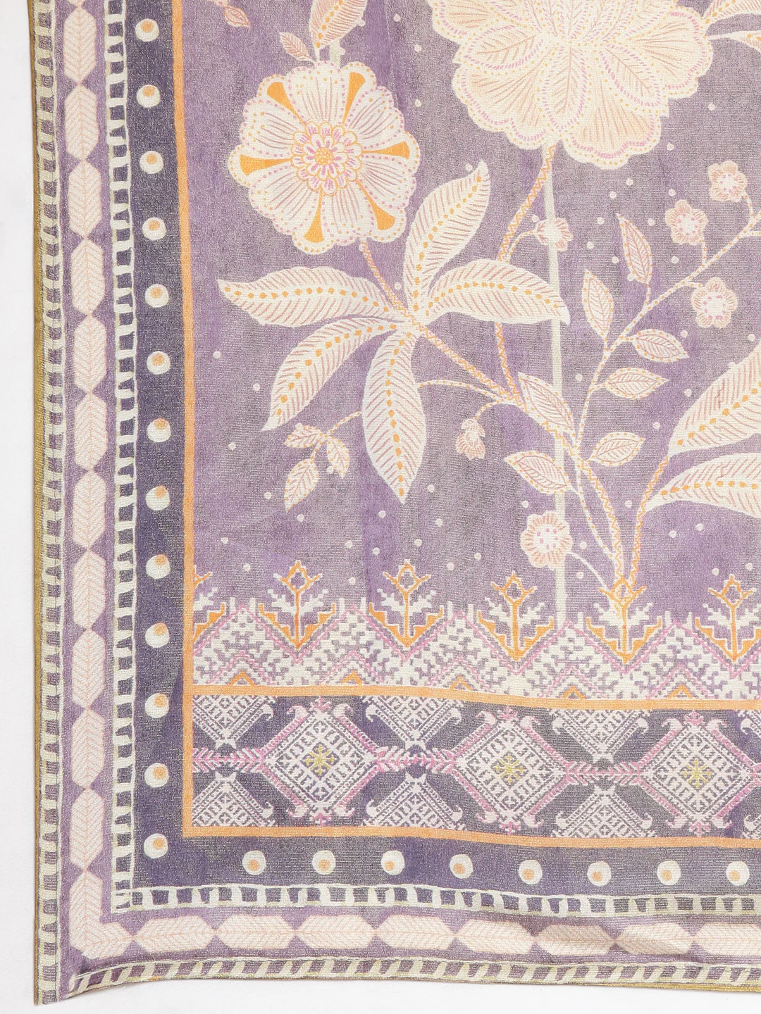 Neerus Lavender Casual Floral Straight Kurta and Trousers With Dupatta - Image 8