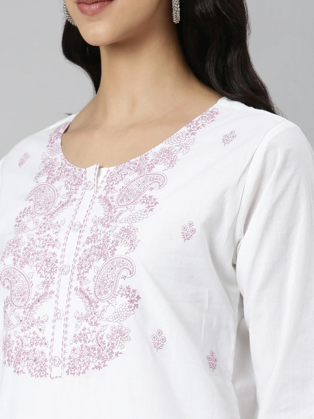 Neerus Lavender Casual Solid Straight Kurta - Image 5
